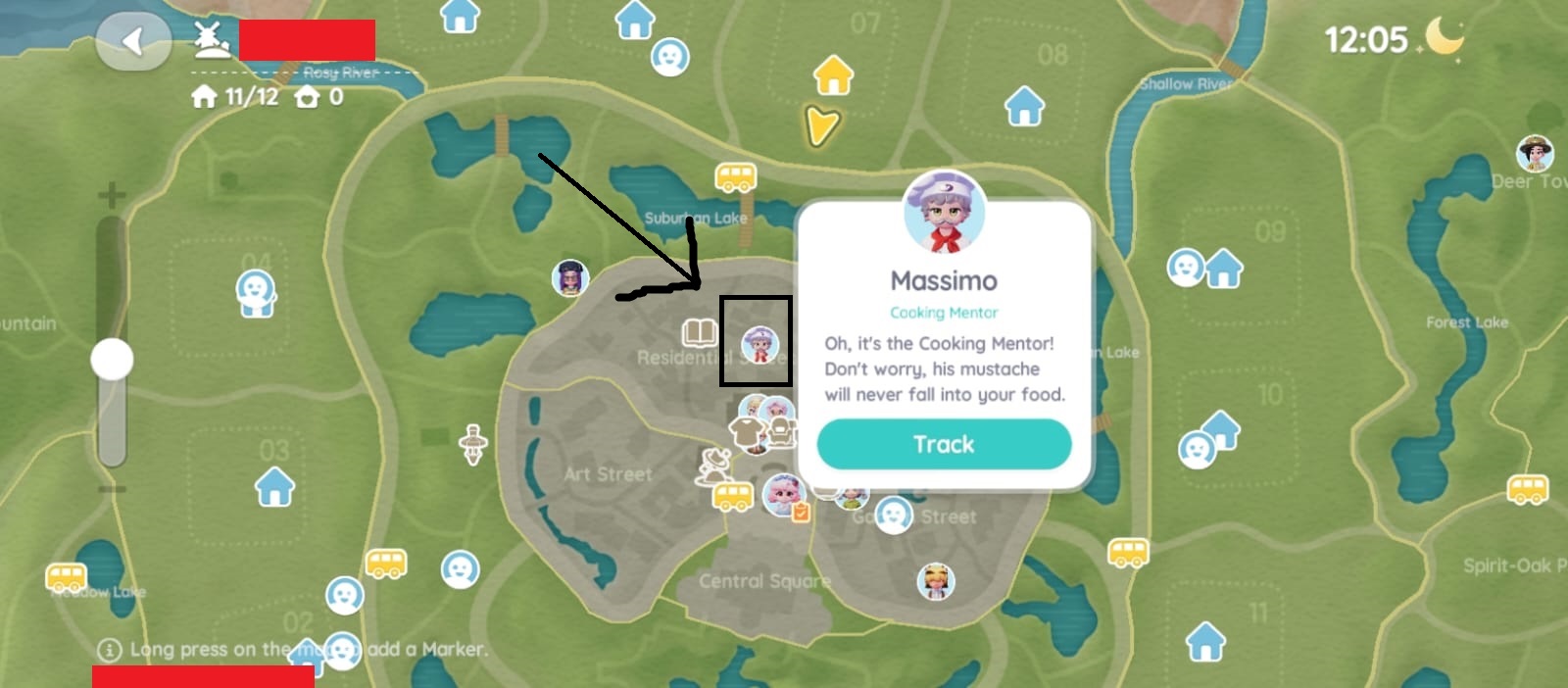 Location of Massimo, the Cooking Merchant, on the map.