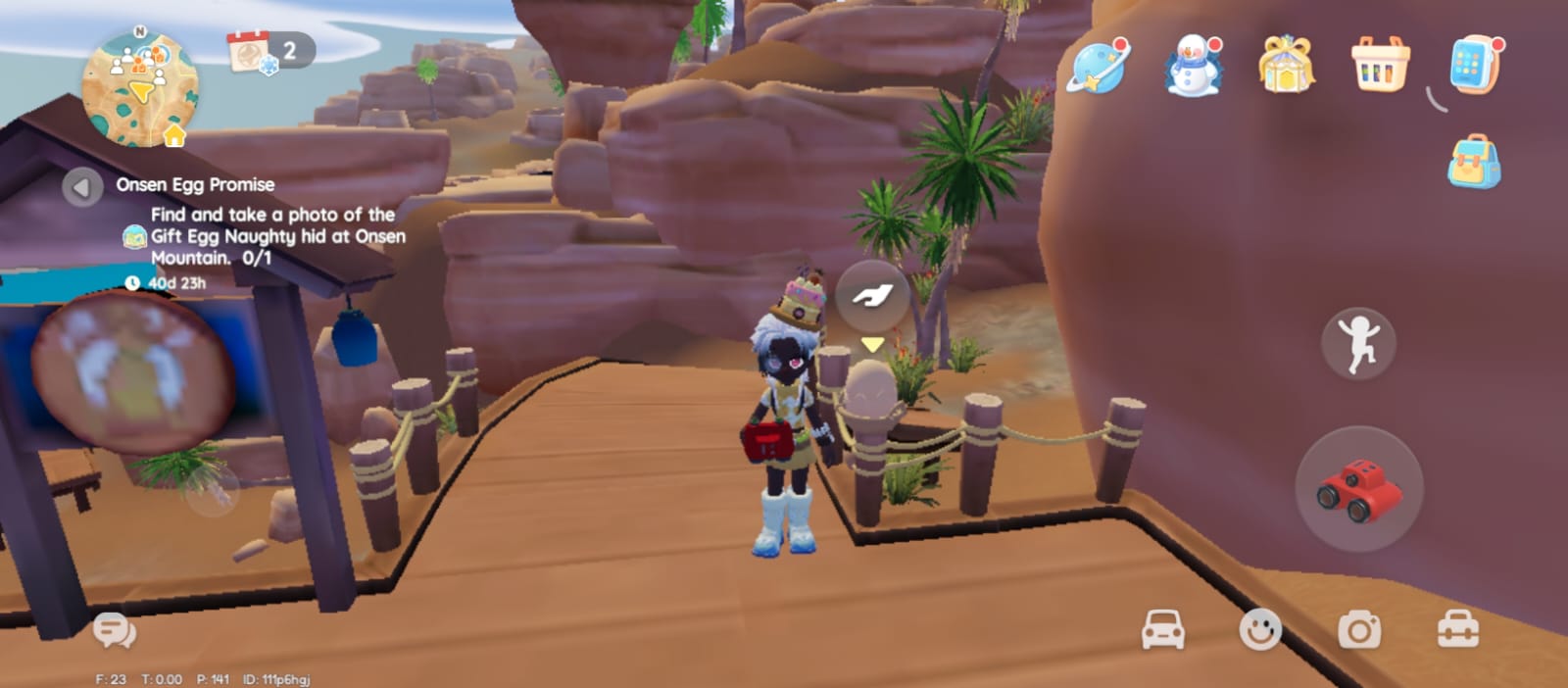 Day 1 Beige Cracked Egg on the fence near Naughty's platform