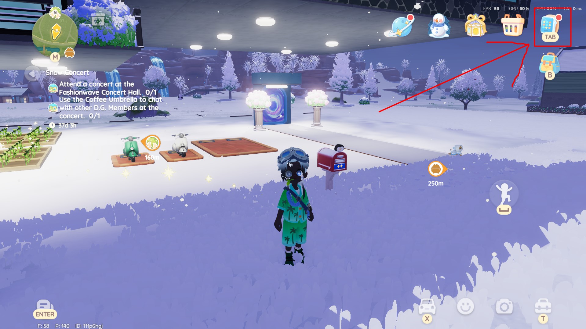 Heartopia game screen showing the watch icon in the top right corner to open the main menu.